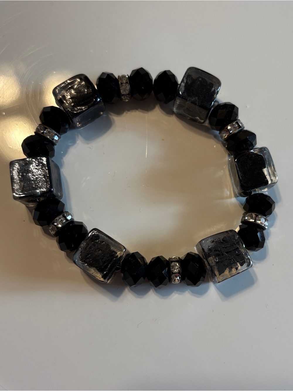 NWOT Brighton Black and Silver Beaded Stretch Bracelet